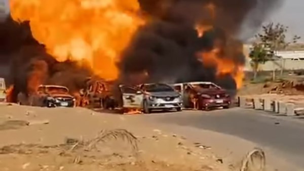معاينة حريق خط الغاز.. 3 ضحايا و13 مصابا وتفحم 10 سيارات